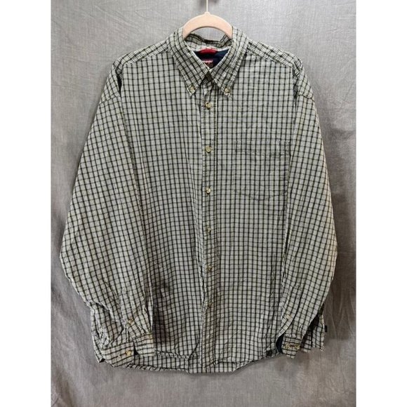 Wrangler Other - Wrangler Cool River Cotton Button Shirt Adult Large Green Check Long Sleeve Mens